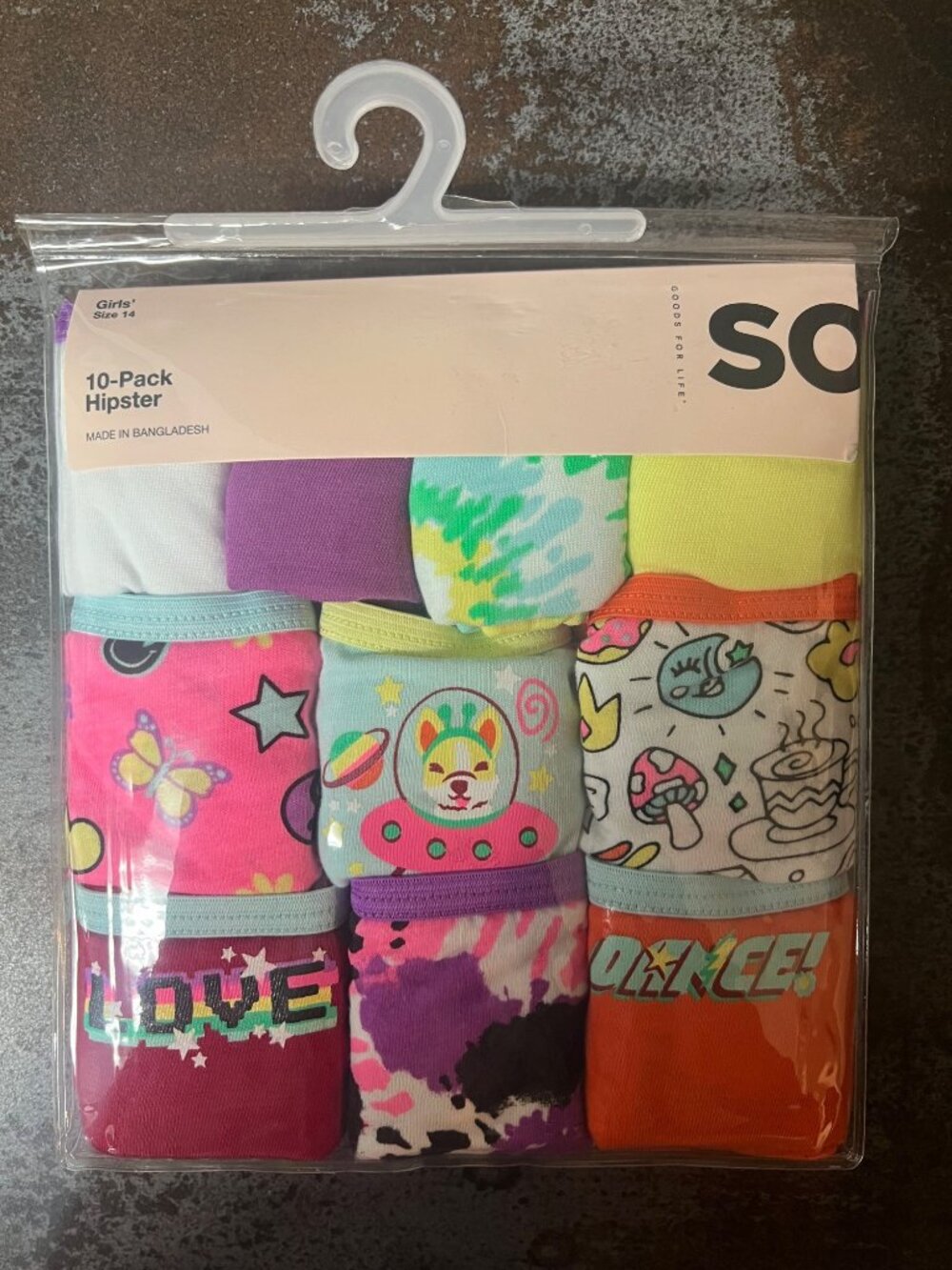 Girls SO 10-Pack Multicolor Hipsters Size 14